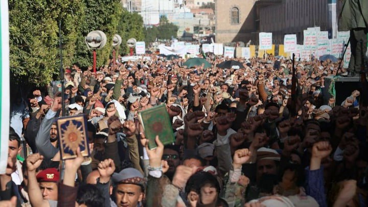 Popular protest rally in Sanaa denounces burning of copy of Holy Quran in Sweden