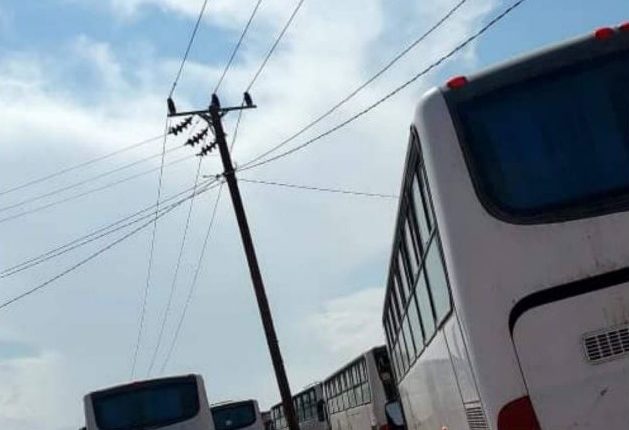 Buses transporting recruits to Balhaf